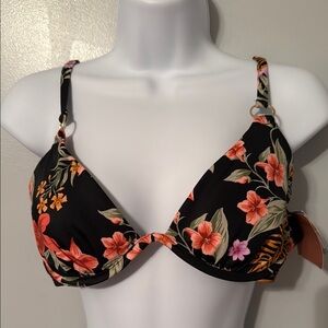Shade & Shore Black Floral Bikini Top